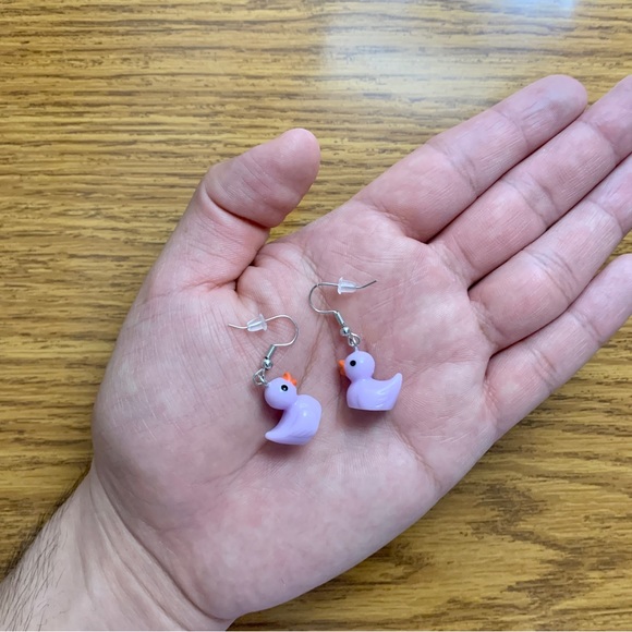 Purple Duck Drop Earrings - Picture 5 of 8